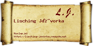 Lisching Jávorka névjegykártya